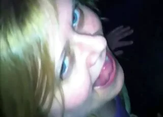 Golden Blonde Takes Huge Cock in Tiny Mouth